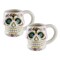 Contemporary Home Living Set of 2 White, Pink, and Yellow Home Kitchen Essentials Sugar Skull Ceramic Mugs, 4.5"